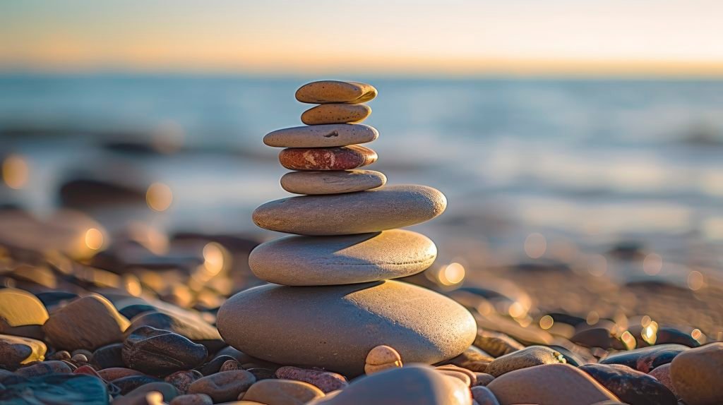 Stack of balanced rocks on the coast